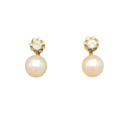 Boucles d'oreilles perles & diamants