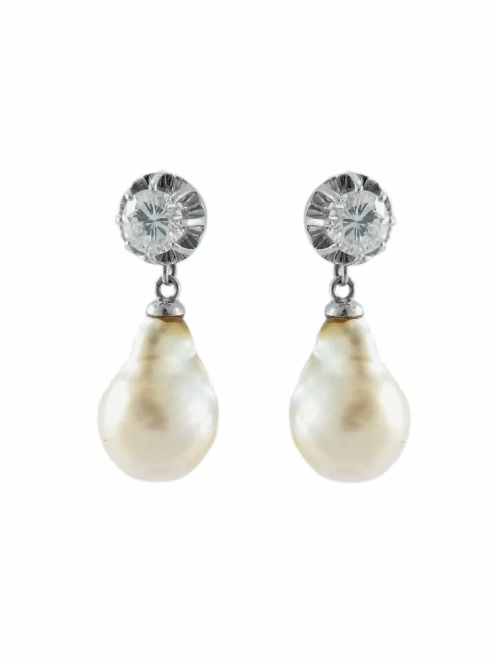 Boucles d'oreilles Perles baroques motif étoilé Diamants