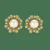 Boucles d'oreilles perles et turquoises en or jaune