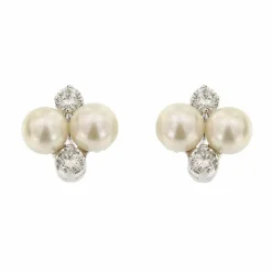 Boucles d'oreilles perles et diamants