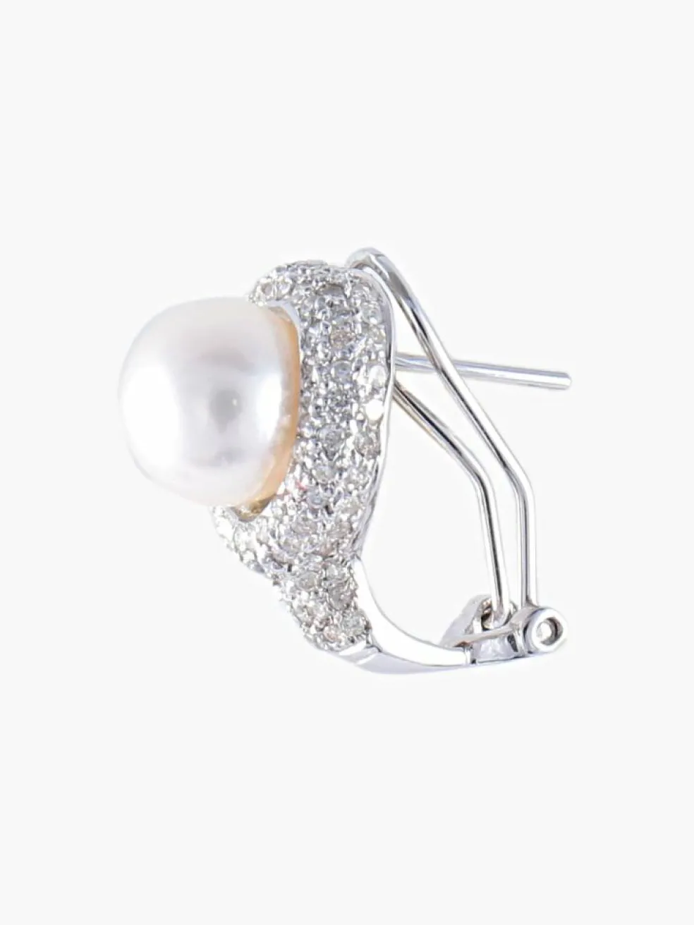 Boucles d'oreilles Perles Diamants Or blanc