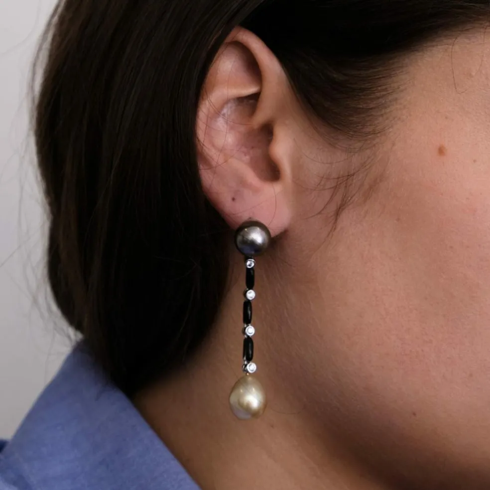 Boucles d'oreilles perles des Mers du Sud et Tahiti