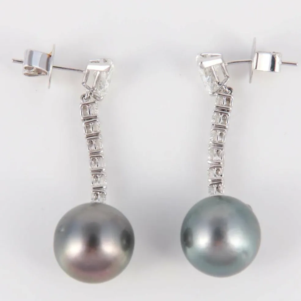 Boucles d'oreilles Perles de Tahiti Diamants
