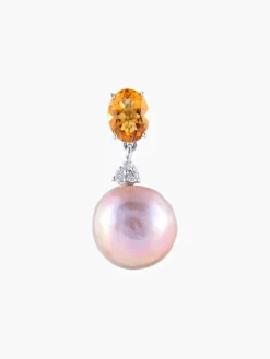 Boucles d'Oreilles Perles Citrines Diamants