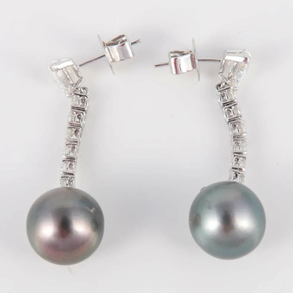 Boucles d'oreilles Perles de Tahiti Diamants