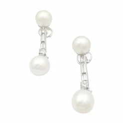 Boucles d'oreilles perles, diamants, platine, or blanc.