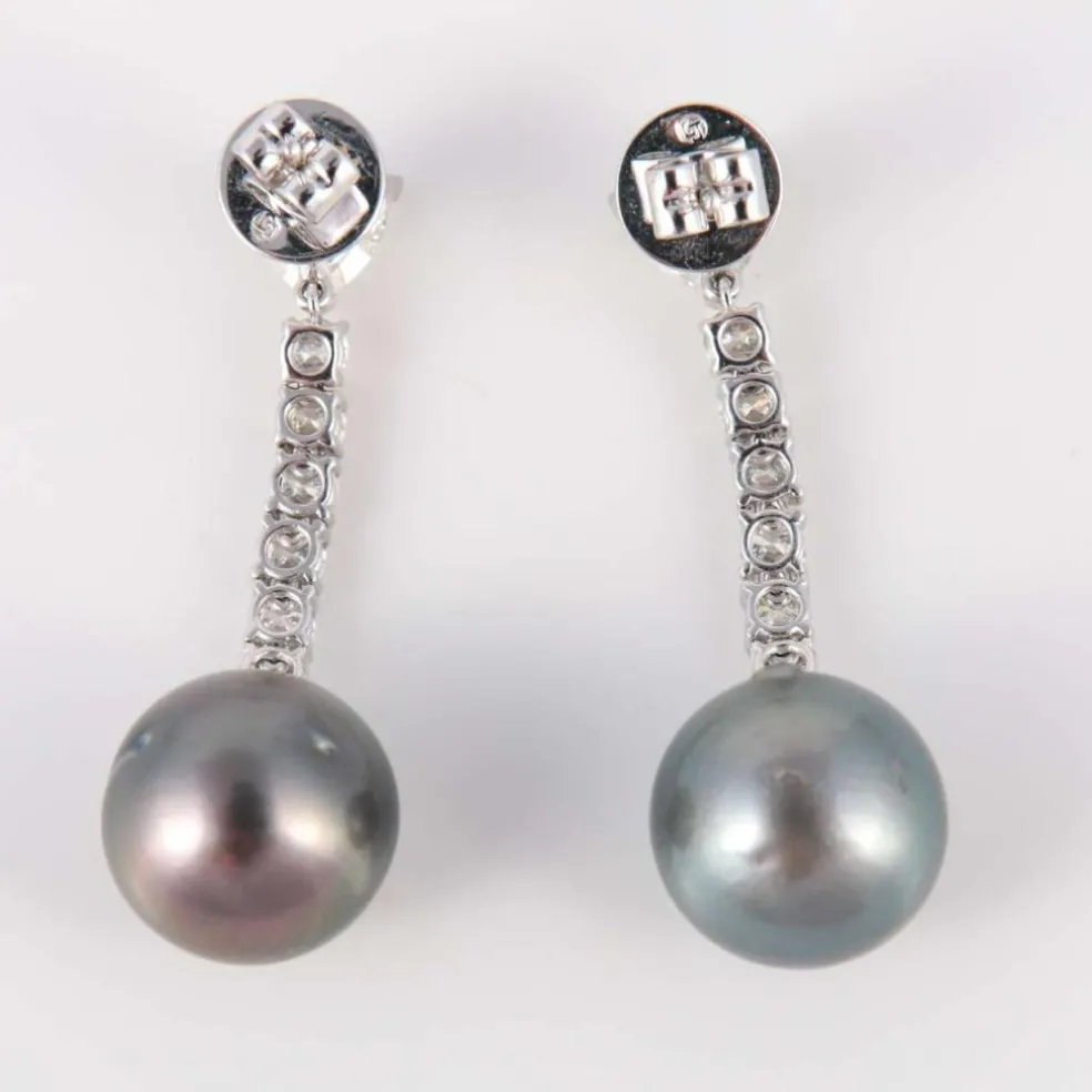 Boucles d'oreilles Perles de Tahiti Diamants