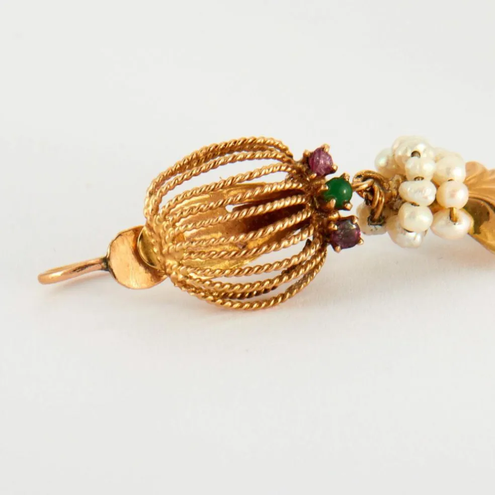 Boucles d'oreilles Perles et pierres de couleur