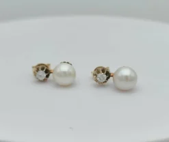 Boucles d'oreilles perles & diamants