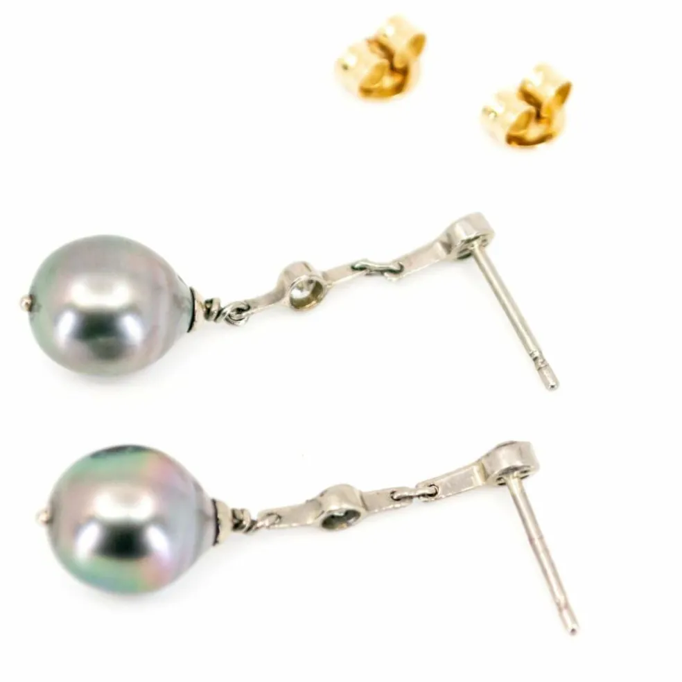 Boucles d'oreilles perles de Tahiti, diamants