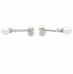 Boucles d'oreilles perles, diamants, platine, or blanc.