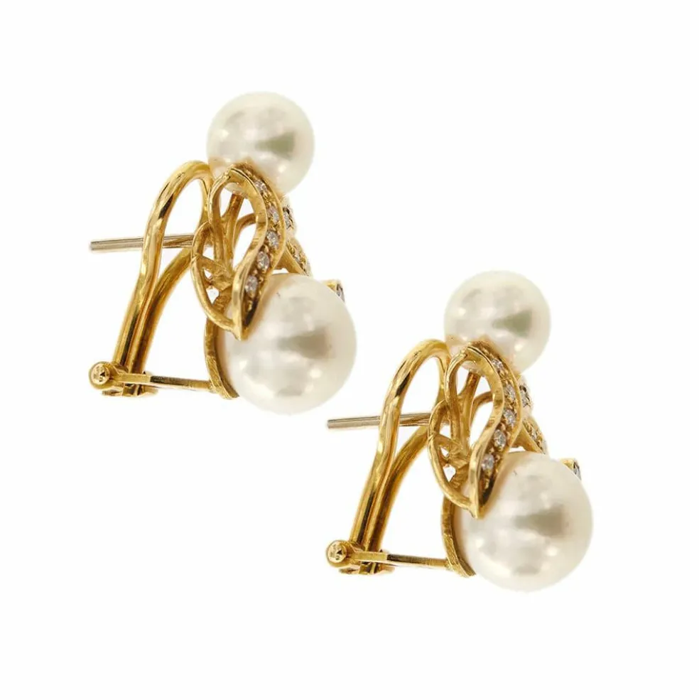 Boucles d'oreilles perles et diamants