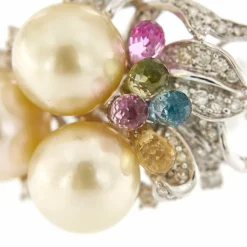 Boucles d'oreilles perles pierres de couleur et diamants