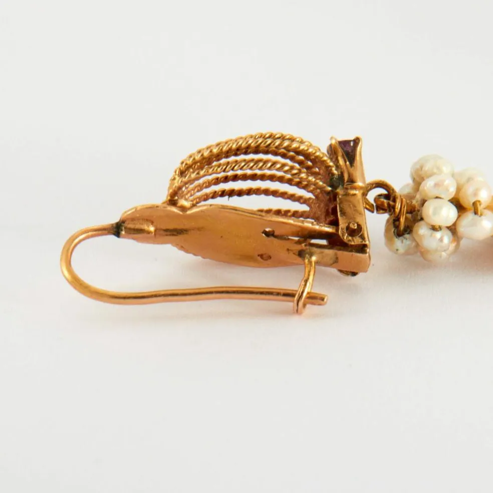 Boucles d'oreilles Perles et pierres de couleur