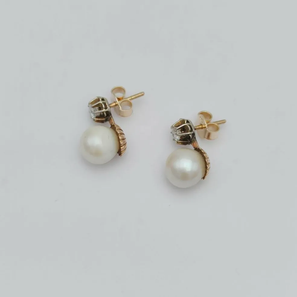 Boucles d'oreilles perles & diamants