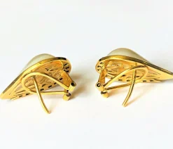 Boucles d'Oreilles Perles Diamants Or jaune