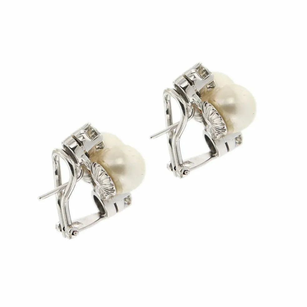 Boucles d'oreilles perles et diamants