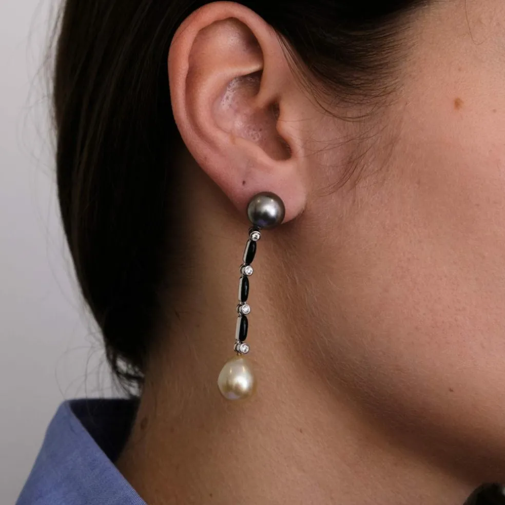Boucles d'oreilles perles des Mers du Sud et Tahiti