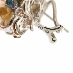 Boucles d'oreilles perles pierres de couleur et diamants