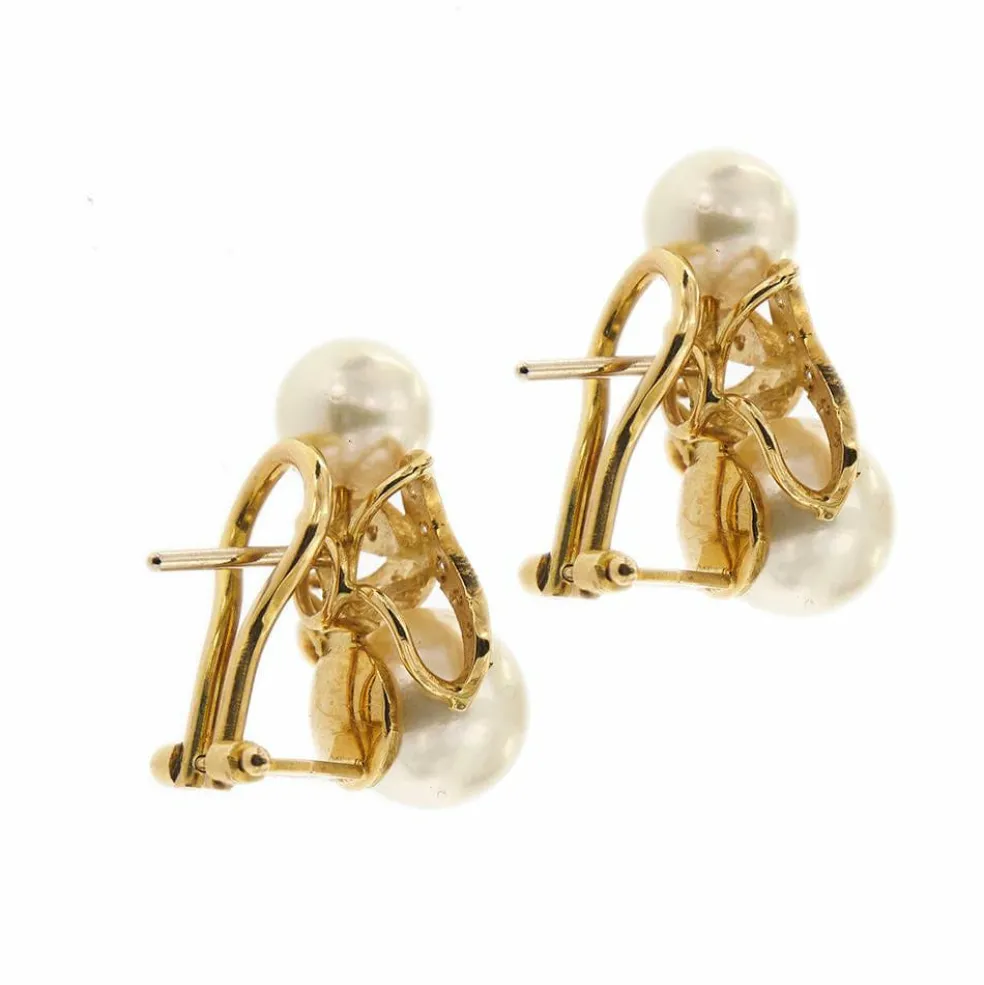 Boucles d'oreilles perles et diamants