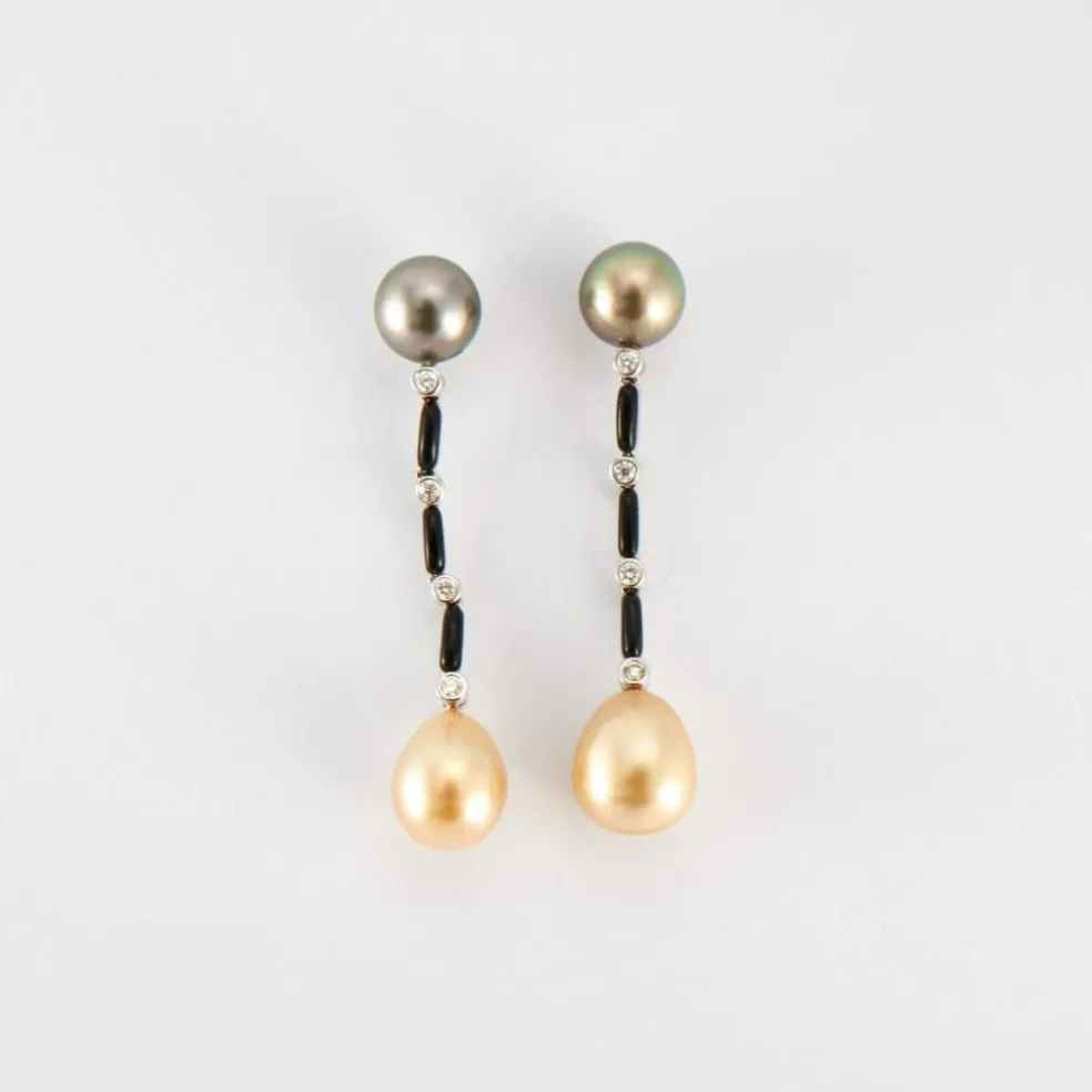 Boucles d'oreilles perles des Mers du Sud et Tahiti