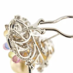 Boucles d'oreilles perles pierres de couleur et diamants