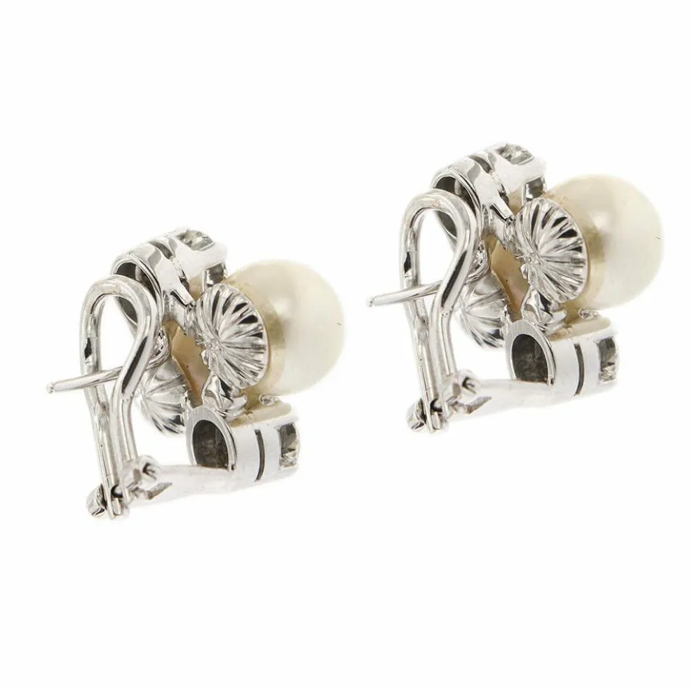 Boucles d'oreilles perles et diamants