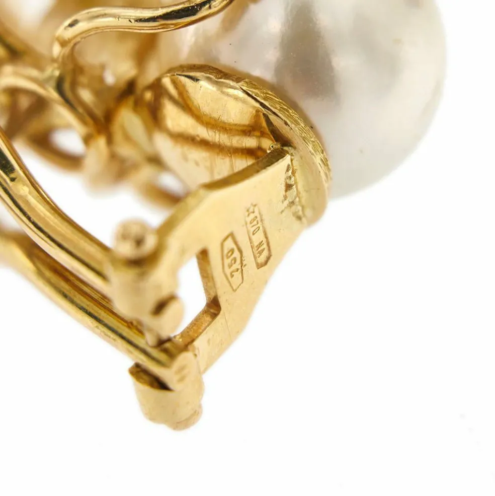 Boucles d'oreilles perles et diamants
