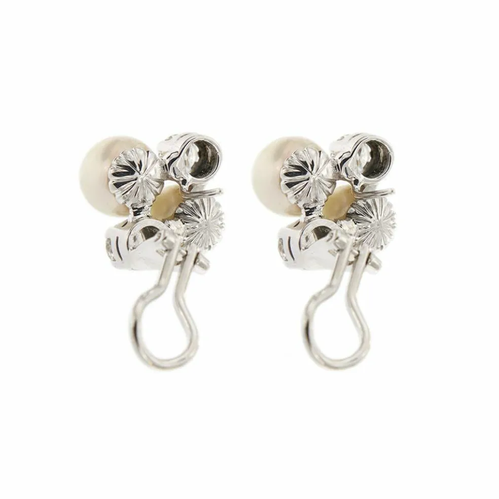 Boucles d'oreilles perles et diamants