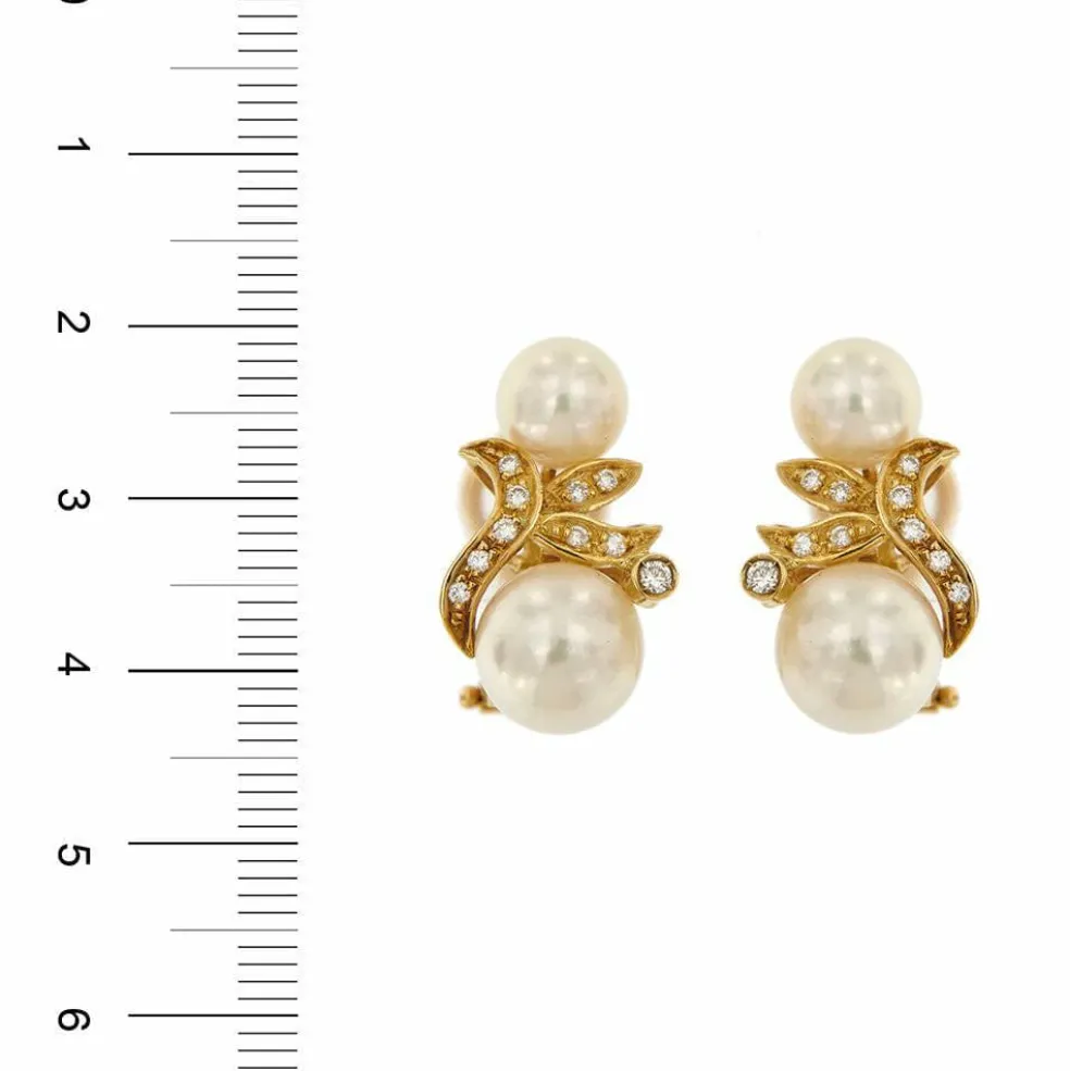 Boucles d'oreilles perles et diamants