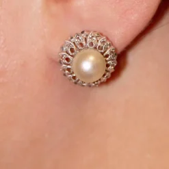 Boucles d'oreilles PLATIN avec perles et diamants