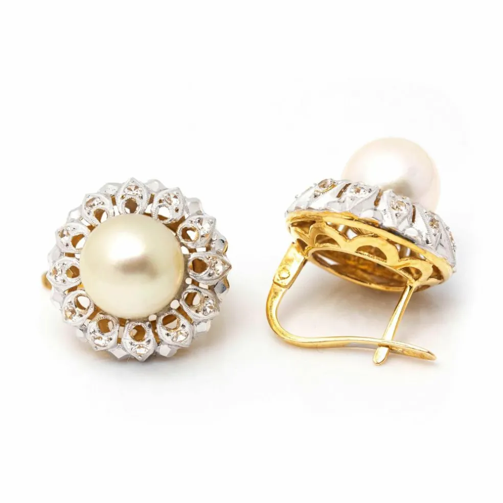 Boucles d'oreilles PLATIN avec perles et diamants