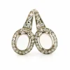 Boucles d'oreilles Platine Or grappe de Diamants et Pierre de Lune