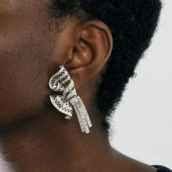 Boucles d'oreilles platine habillées de diamants