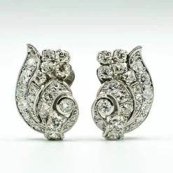 Boucles d'oreilles platine diamants