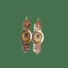 Boucles d'oreilles poissardes anciennes or rose et jaune et émail