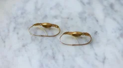 Boucles d'oreilles poissardes anciennes or rose et jaune et émail