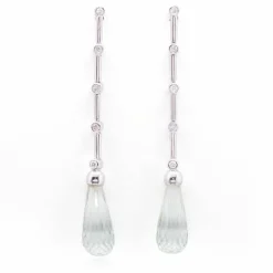 Boucles d'oreilles prasiolite or blanc et diamants