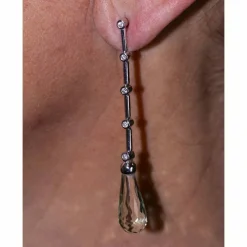 Boucles d'oreilles prasiolite or blanc et diamants