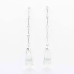 Boucles d'oreilles prasiolite or blanc et diamants