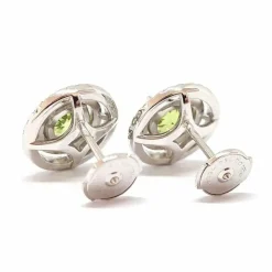 Boucles d'oreilles péridots diamants or blanc
