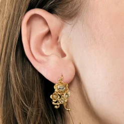 Boucles d'oreilles provencales or jaune et diamants