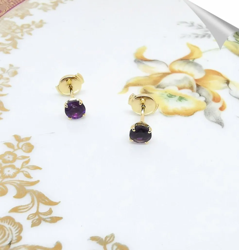 Boucles d'oreilles puces Améthyste