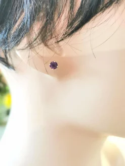 Boucles d'oreilles puces Améthyste