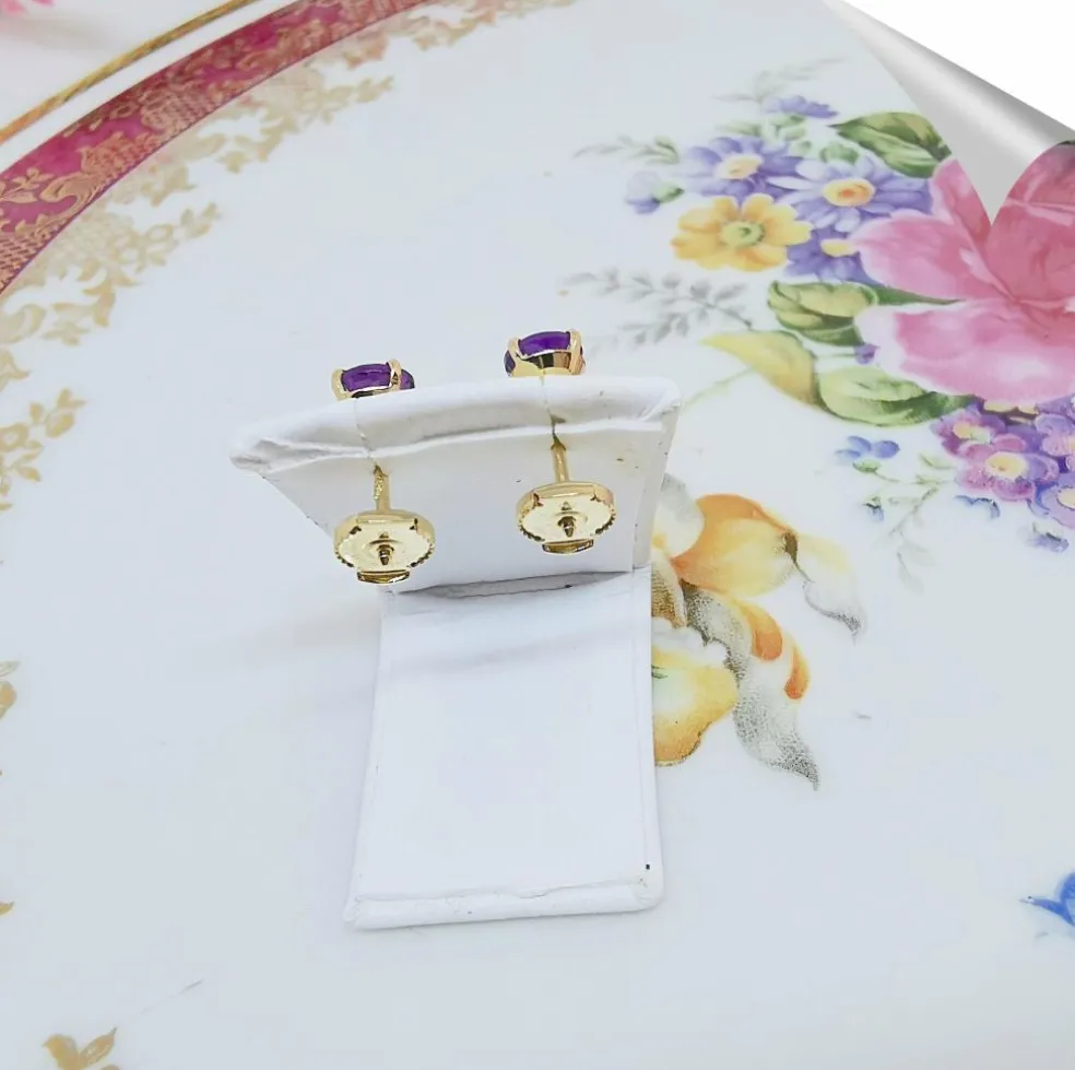 Boucles d'oreilles puces Améthyste