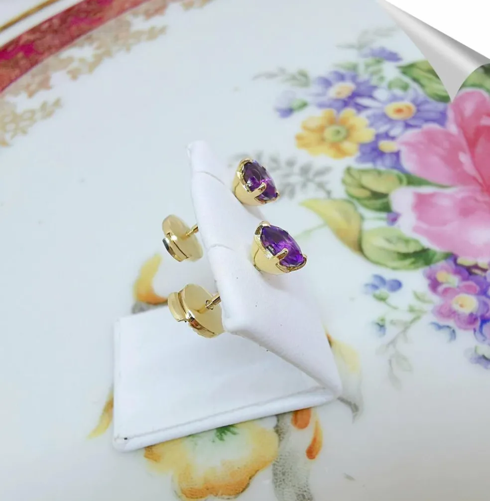 Boucles d'oreilles puces Améthyste