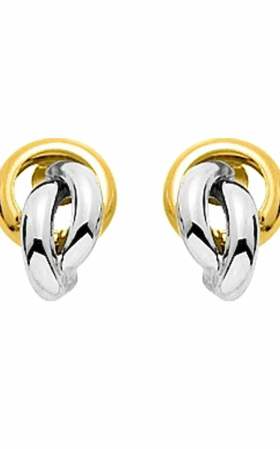 Boucles d’oreilles puces bicolores or 18 carats