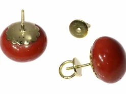 Boucles d'oreilles puces corail doré