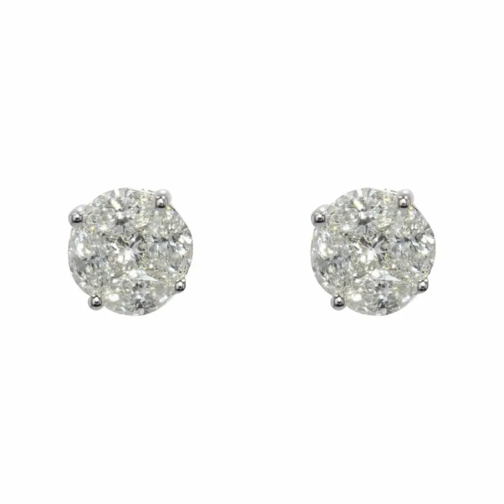 Boucles d'oreilles puces diamants or blanc