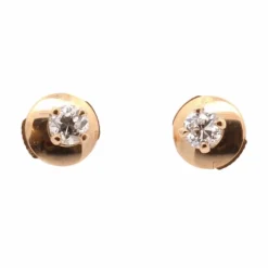 Boucles d’oreilles puces diamant en or jaune 18k